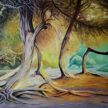 Painting titled "LES  EUCALYPTUS." by Monelle, Original Artwork, Oil