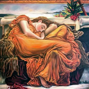 Картина под названием "Flaming June after…" - Monica Callaghan, Подлинное произведение искусства, Масло Установлен на Деревя…