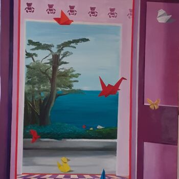 Pittura intitolato "La casa degli origa…" da Monica Zambon, Opera d'arte originale, Olio