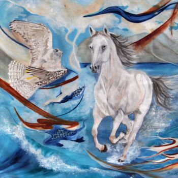 Painting titled "On Wings Of The Wind" by Mónika Katalin Pál, Original Artwork, Oil