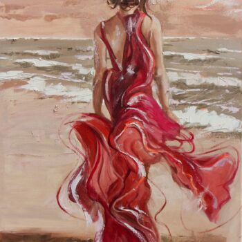 Painting titled "" RED DREAM " (2024)" by Monika Luniak, Original Artwork, Oil