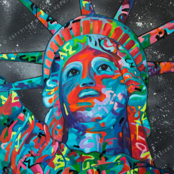 Pittura intitolato "The liberty is now" da Monika Mrowiec, Opera d'arte originale, Spray Montato su Telaio per barella in le…