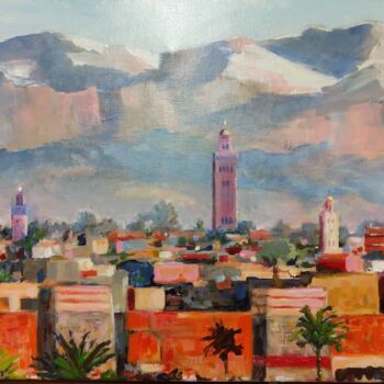 Schilderij getiteld "Marrakech" door Anne Monin, Origineel Kunstwerk, Acryl Gemonteerd op Frame voor houten brancard