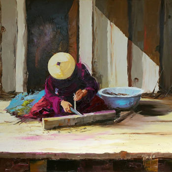Malerei mit dem Titel "Solitaire.jpg" von Monique Delord, Original-Kunstwerk, Öl Auf Keilrahmen aus Holz montiert