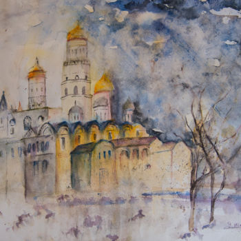 Peinture intitulée "église russe" par Monique Hirel, Œuvre d'art originale