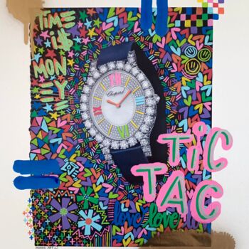 Коллажи под названием "Tic Tac Mag" - Monna Art, Подлинное произведение искусства, Рисунок распылителем краски
