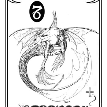 Digital Arts titled "Capricorn Zodiac Si…" by Moreno Franco, Original Artwork, Ink