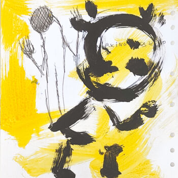 Schilderij getiteld "01254 jaune noir bo…" door Morgan Merrheim, Origineel Kunstwerk, Inkt