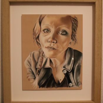 Drawing titled "autoportrait" by M. Olivier, Original Artwork, Pastel