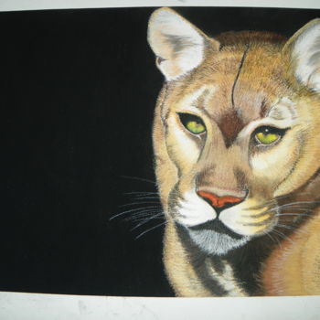 「Puma」というタイトルの描画 M. Olivierによって, オリジナルのアートワーク, パステル