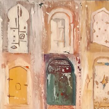 Ζωγραφική με τίτλο "Medina" από Mounir Ajal, Αυθεντικά έργα τέχνης, Ακρυλικό
