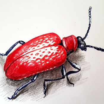 "Red beetle" başlıklı Resim Tigran Movsisyan tarafından, Orijinal sanat, Tebeşir