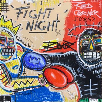 Painting titled "Fight Night" by Mr Popart, Original Artwork, Acrylic Mounted on Wood Stretcher frame