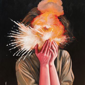 Pintura titulada ""Implosion"" por Mrs Steamcloudy, Obra de arte original, Acrílico Montado en Bastidor de camilla de madera