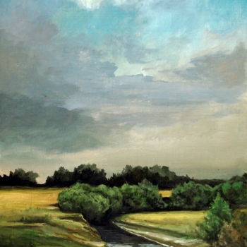 Pittura intitolato "Rural landscape" da Mike Satcher, Opera d'arte originale, Olio