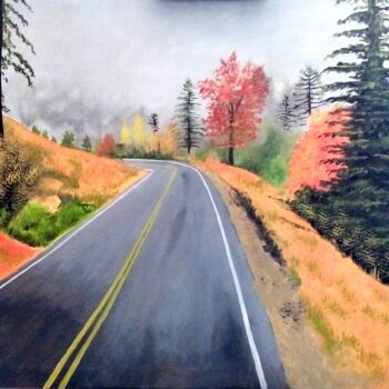 Painting titled "Mountain Road" by Murad Jawed, Original Artwork, Oil