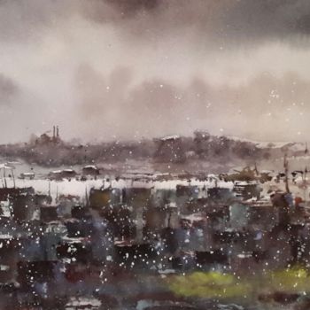 Painting titled "İSTANBUL 12" by Murat Bakir, Original Artwork, Watercolor