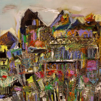 Peinture intitulée "Childhood Villa" par Muriel Cayet, Œuvre d'art originale, Acrylique