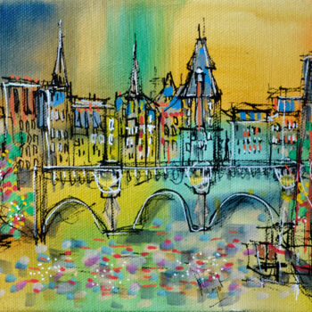 Painting titled "Paris Seine Couleurs" by Muriel Cayet, Original Artwork