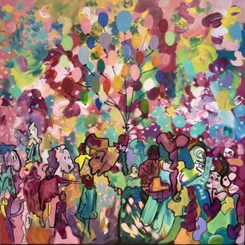 제목이 "À la Kermesse"인 미술작품 Muriel Deumie로, 원작, 아크릴 나무 들것 프레임에 장착됨