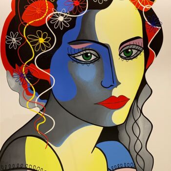 Peinture intitulée "Blooming Girl" par Muriel Matt, Œuvre d'art originale, Acrylique