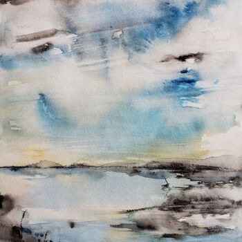 Peinture intitulée "Marine II" par Muriel Mougeolle, Œuvre d'art originale, Aquarelle