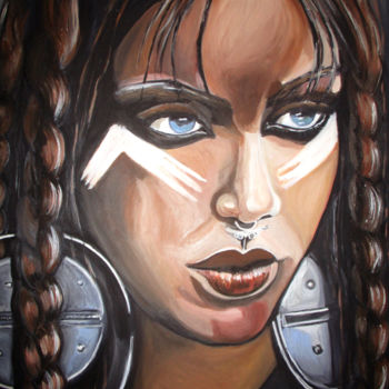 Malerei mit dem Titel "Rihanna." von Muriel Dupont, Original-Kunstwerk, Öl