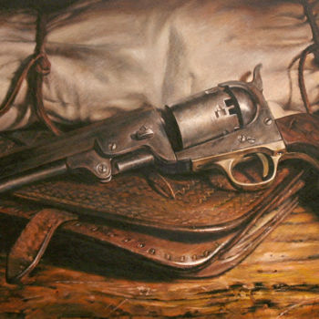 Painting titled "Оружие (револьвер)" by Mushegh Hovsepyan, Original Artwork, Watercolor