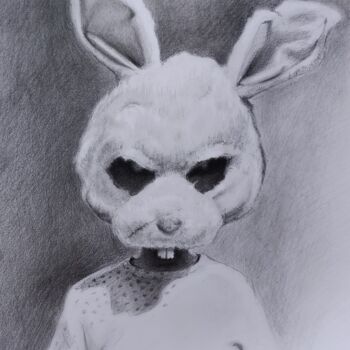 Painting titled "Rabit" by Muzaffer Bulut, Original Artwork, Charcoal