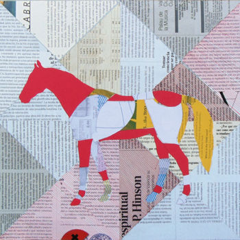 Collages intitulée "Collage_72_Horse" par Manel Villalonga, Œuvre d'art originale, Collages