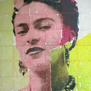 Collages titled "Frida, Pop 1" by Marian Williams, Original Artwork, Collages Mounted on Wood Stretcher frame