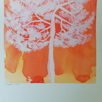 Painting titled "Pin orange" by Marie Hamelin, Original Artwork, Watercolor