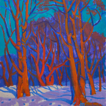 Pittura intitolato "Winter in the Iron…" da Mykola Kozlovskyi, Opera d'arte originale, Acrilico