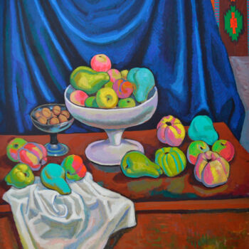 Pintura titulada "Apples, pears, nuts" por Mykola Kozlovskyi, Obra de arte original, Acrílico