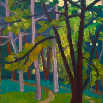 Ζωγραφική με τίτλο "Forest. Evening." από Mykola Kozlovskyi, Αυθεντικά έργα τέχνης, Λάδι