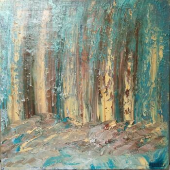 Painting titled "La forêt agitée" by Mylène Gau, Original Artwork, Acrylic Mounted on Wood Stretcher frame