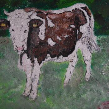 Schilderij getiteld "La vache margerite" door Audran, Origineel Kunstwerk, Acryl