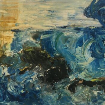 Peinture intitulée "Tsounami la vague" par Audran, Œuvre d'art originale, Acrylique