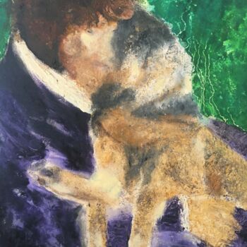 Painting titled "L'homme et son chien" by Audran, Original Artwork, Acrylic