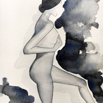 "Nude N°2" başlıklı Tablo Myriam Soufane tarafından, Orijinal sanat, Suluboya