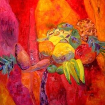 Painting titled "Gourmandise" by Myriam Thomas, Original Artwork, Oil