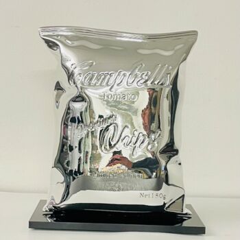 Sculpture titled "Amazing chips silver" by N Nathan, Original Artwork, Resin