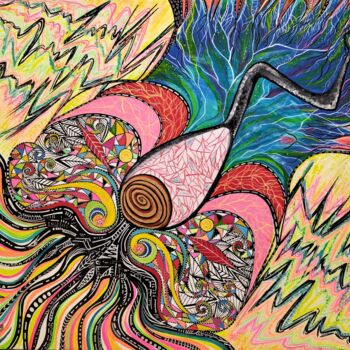 Картина под названием "Fécondation" - Nacéra Oussad, Подлинное произведение искусства, Акрил Установлен на Деревянная рама д…