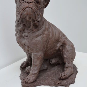 Escultura titulada "Bouledogue Anglais" por Nacera Kaïnou, Obra de arte original, Terracota