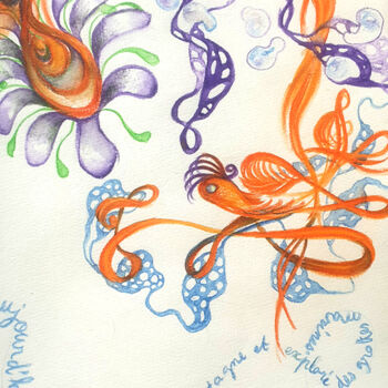Dessin intitulée "Abstrait, psychédél…" par Nadège Lafon, Œuvre d'art originale, Crayon Monté sur Carton