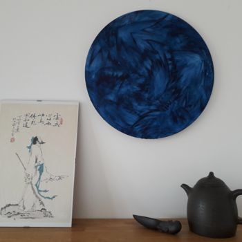 Painting titled "Deep Blue" by Nadège Tissot (Ora), Original Artwork, Acrylic Mounted on Wood Stretcher frame