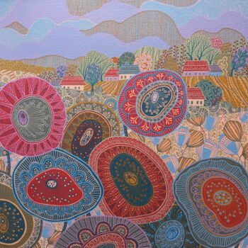 绘画 标题为“Poppy field 2” 由Надежда Данилова, 原创艺术品, 丙烯