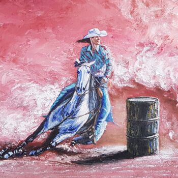 Painting titled "Cowgirl" by Nadezhda Potekhina, Original Artwork, Oil