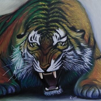绘画 标题为“Тигр охота” 由Надежда Потехина, 原创艺术品, 油
