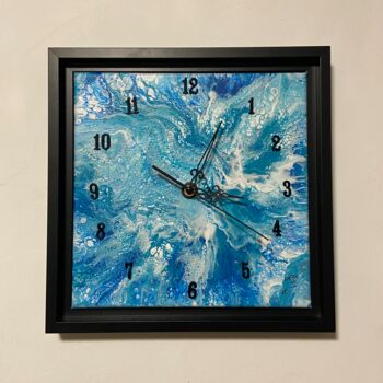 「Art Clock」というタイトルの絵画 Nad974によって, オリジナルのアートワーク, アクリル ウッドストレッチャーフレームにマウント